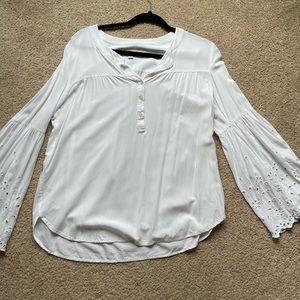 White bell sleeve blouse